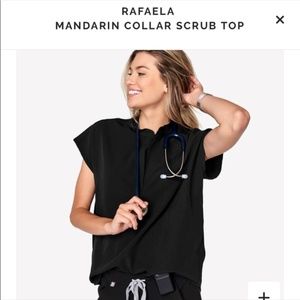 NWT Figs Rafaela Manadarin Collar Scrub Top Black